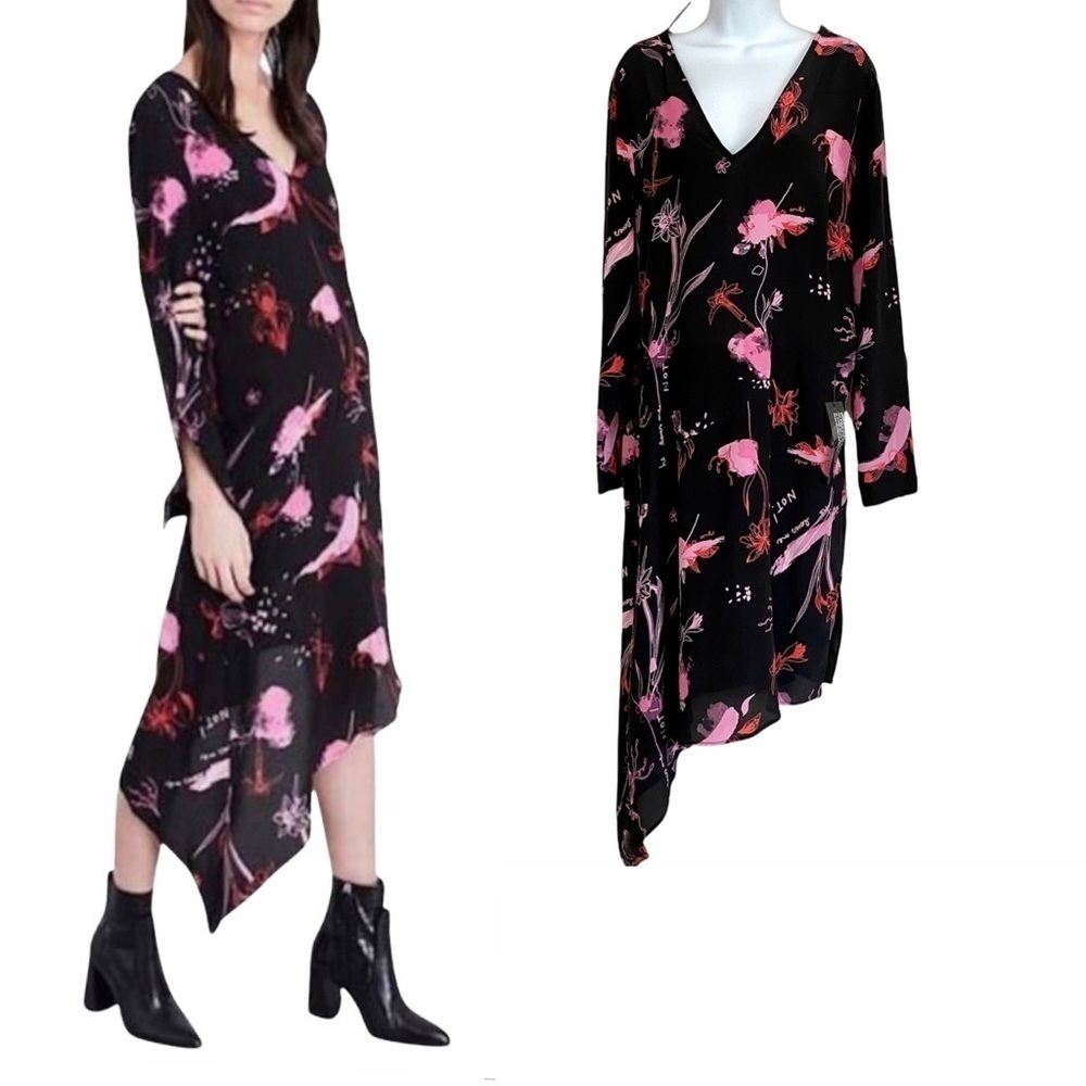 Topshop Silk Dark Floral Goth Dress 10 Feminine Emo
